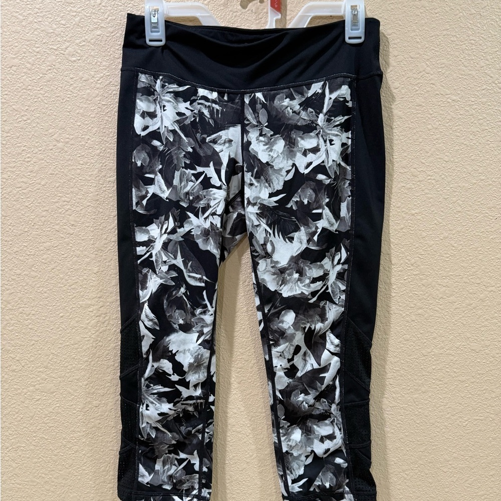 Ideology Black and White Floral Leggings- Women's Medium - Picture 1 of 3